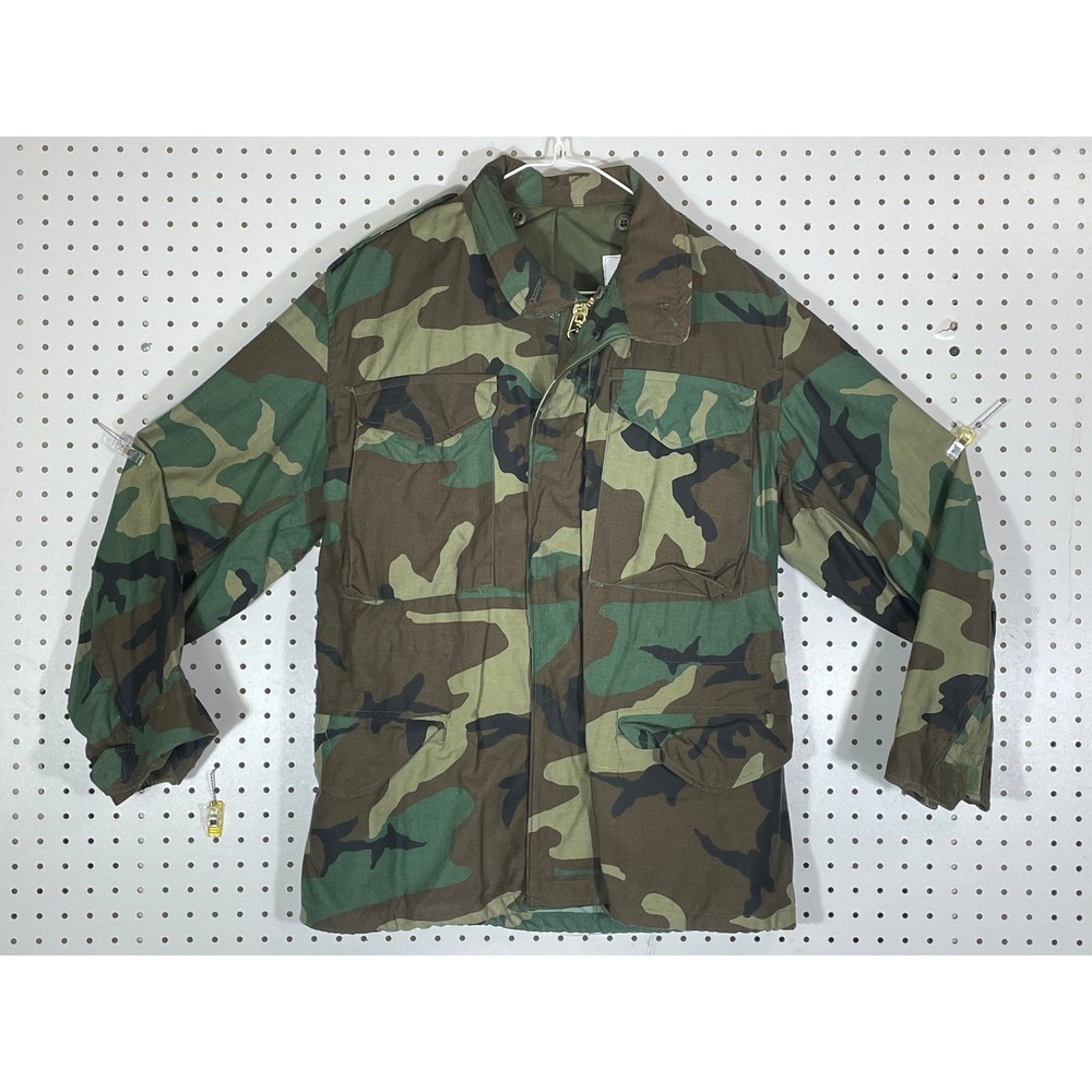 Vintage US Military M-65 Field Coat Woodland Camo Jacket Small Short 1983 M65